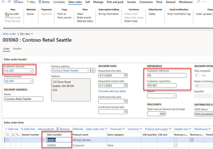 Created sales order