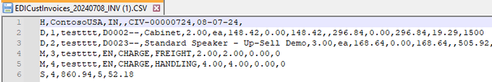 EDI file results