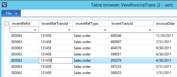 Table Browser VIT