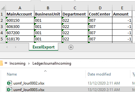 Excel files task