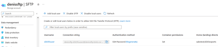 SFTP User creation